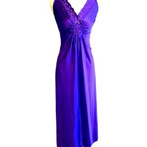 VTG 70s VANITY FAIR Purple Nightgown Romantic Hollywood Glam Whimsygoth Retro M
